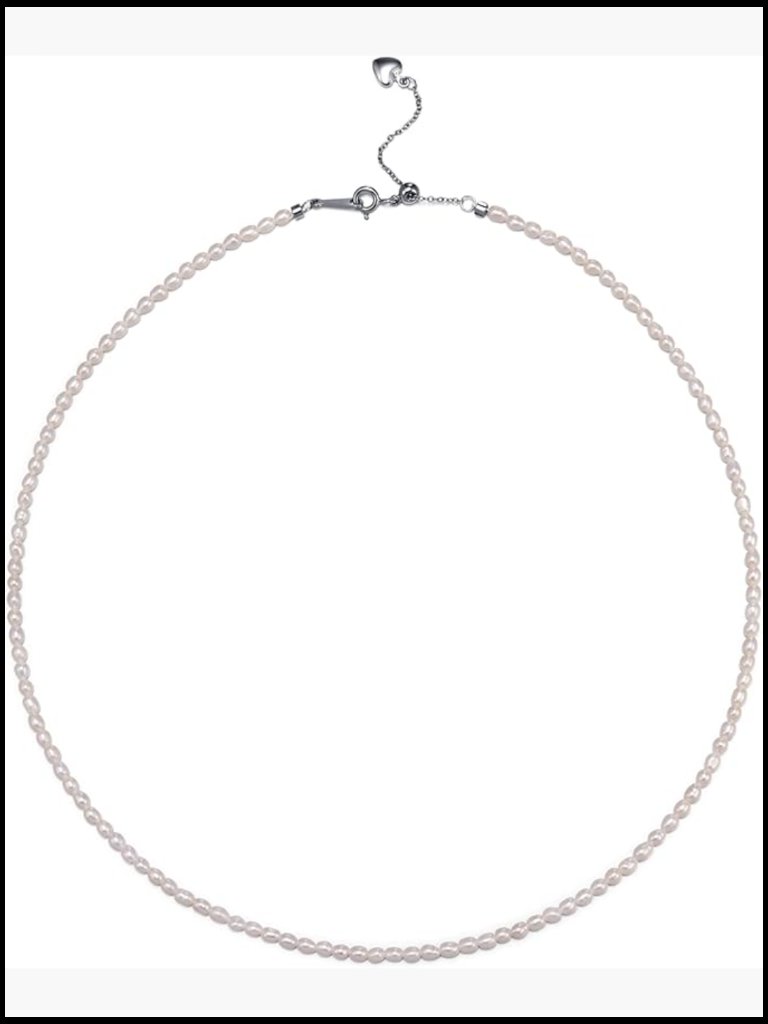 Tiny Freshwater Pearl Choker Necklace 16in Gold Plated Bolo Lock